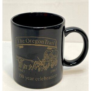 Oregon Trail 1993 150 year celebration coffee mug cup 3 1/2" black